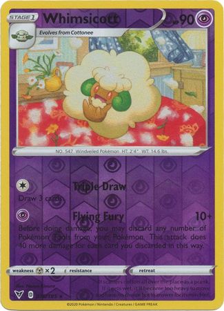 Whimsicott 076/185 Reverse Holo VIVID VOLTAGE Pokemon Trading Card x1 