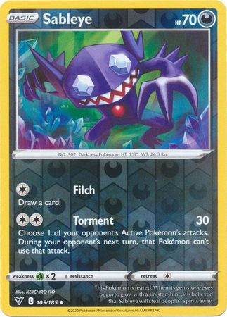 Sableye 105 185 Uncommon Reverse Holo Sableye 105 185 Uncommon Reverse Holo