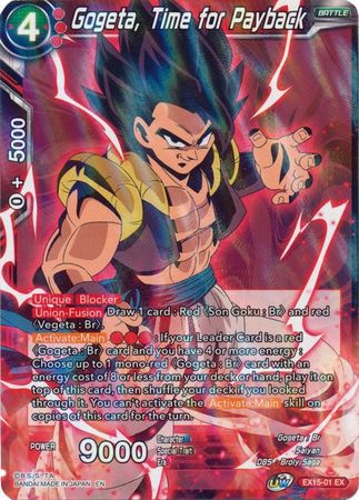 Gogeta Time for Payback EX15 01 Expansion Rare DBS Expansion Set 15 Battle Enhanced BE15 Gogeta Time for Payback EX15 01 Expansion Rare DBS Expansion Set 15 Battle Enhanced BE15