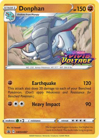 Donphan SWSH067 Staff Prerelease Promo Pokemon Sword Shield Promos Donphan SWSH067 Staff Prerelease Promo Pokemon Sword Shield Promos