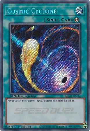 Cosmic Cyclone SBCB EN142 Secret Rare 1st Edition Blue Tab Cosmic Cyclone SBCB EN142 Secret Rare 1st Edition Blue Tab