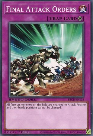Final Attack Orders SBCB EN105 Common 1st Edition Speed Duel Battle City Box 1st Edition Singles Final Attack Orders SBCB EN105 Common 1st Edition Speed Duel Battle City Box 1st Edition Singles