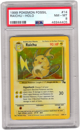 Raichu 14 62 PSA NM MT 8 Holo Rare Fossil 4405 Fossil Unlimited Singles Raichu 14 62 PSA NM MT 8 Holo Rare Fossil 4405 Fossil Unlimited Singles