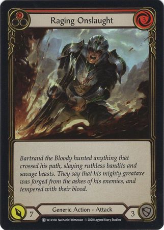 Raging Onslaught Red WTR188 Common Rainbow Foil Unlimited Welcome To Rathe Unlimited Foil Singles Raging Onslaught Red WTR188 Common Rainbow Foil Unlimited Welcome To Rathe Unlimited Foil Singles