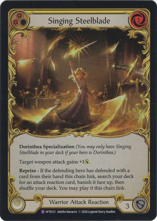 Singing Steelblade WTR121 Super Rare Rainbow Foil Unlimited Welcome To Rathe Unlimited Foil Singles Singing Steelblade WTR121 Super Rare Rainbow Foil Unlimited Welcome To Rathe Unlimited Foil Singles