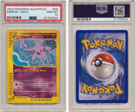 Espeon H9 H32 PSA GEM MT 10 Holo Rare Aquapolis 2520 Aquapolis Singles Espeon H9 H32 PSA GEM MT 10 Holo Rare Aquapolis 2520 Aquapolis Singles