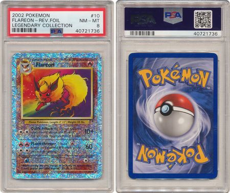 Flareon - 10/110 - PSA NM-MT 8 - Rare Reverse Holo (Legendary Collection)  1736