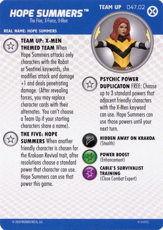 Hope Summers 047 02 Team Up Card House of X Marvel Heroclix Hope Summers 047 02 Team Up Card House of X Marvel Heroclix