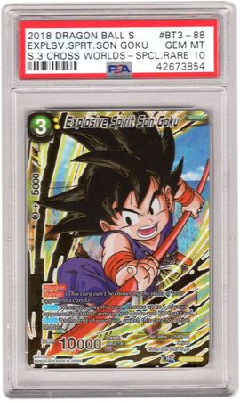 Explosive Spirit Son Goku BT3 088 PSA GEM MT 10 Special Rare SPR 3854 Explosive Spirit Son Goku BT3 088 PSA GEM MT 10 Special Rare SPR 3854