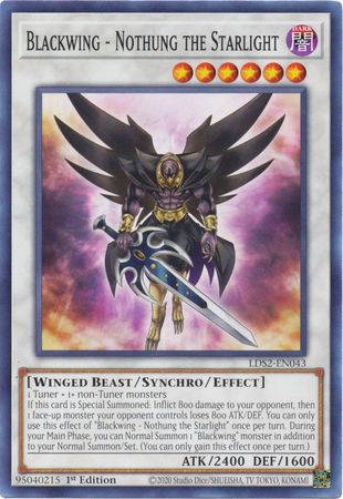 Blackwing Nothung the Starlight LDS2 EN043 Common 1st Edition Blackwing Nothung the Starlight LDS2 EN043 Common 1st Edition