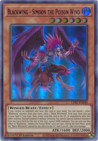 YuGiOh Simoon the Poison Wind 1st Blackwing Ultra Rare LDS2-EN040 