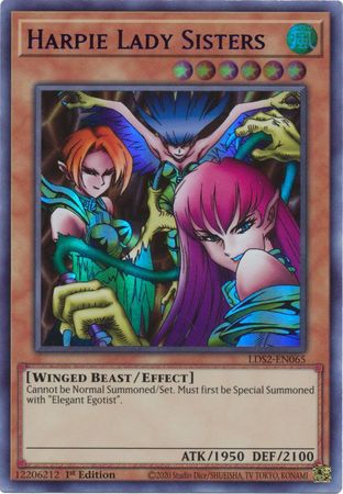 Harpie Lady Sisters Blue LDS2 EN065 Ultra Rare 1st Edition Harpie Lady Sisters Blue LDS2 EN065 Ultra Rare 1st Edition