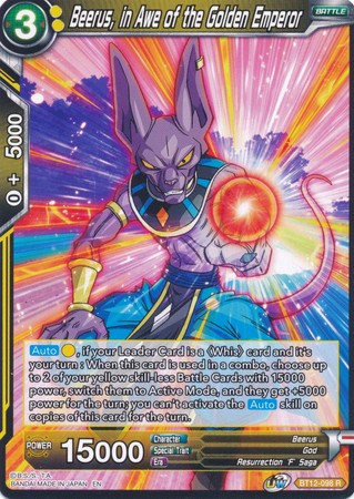 Beerus in Awe of the Golden Emperor BT12 098 Rare Beerus in Awe of the Golden Emperor BT12 098 Rare