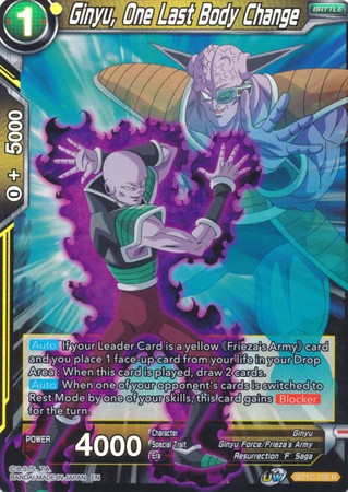 Ginyu One Last Body Change BT12 105 Rare Foil Ginyu One Last Body Change BT12 105 Rare Foil