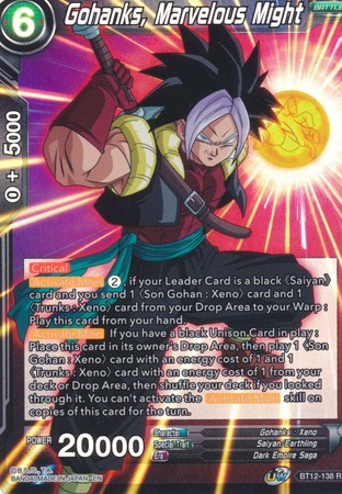 Gohanks Marvelous Might BT12 138 Rare Foil Gohanks Marvelous Might BT12 138 Rare Foil