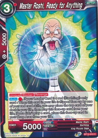 Master Roshi Ready for Anything BT12 010 Common UW Series 3 Vicious Rejuvenation Singles Master Roshi Ready for Anything BT12 010 Common UW Series 3 Vicious Rejuvenation Singles