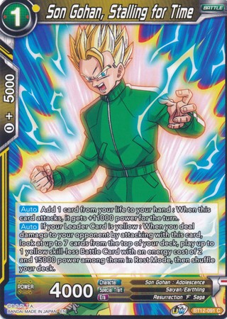 Son Gohan Stalling for Time BT12 091 Common UW Series 3 Vicious Rejuvenation Singles Son Gohan Stalling for Time BT12 091 Common UW Series 3 Vicious Rejuvenation Singles