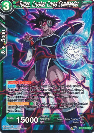 Turles Crusher Corps Commander BT12 069 Uncommon Foil Turles Crusher Corps Commander BT12 069 Uncommon Foil