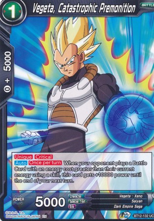 Vegeta Catastrophic Premonition BT12 132 Uncommon Vegeta Catastrophic Premonition BT12 132 Uncommon