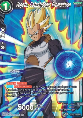 Vegeta Catastrophic Premonition BT12 132 Uncommon Foil Vegeta Catastrophic Premonition BT12 132 Uncommon Foil