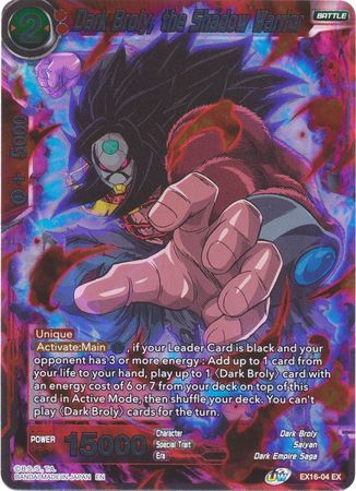 Dark Broly the Shadow Warrior EX16 04 Expansion Rare Dark Broly the Shadow Warrior EX16 04 Expansion Rare