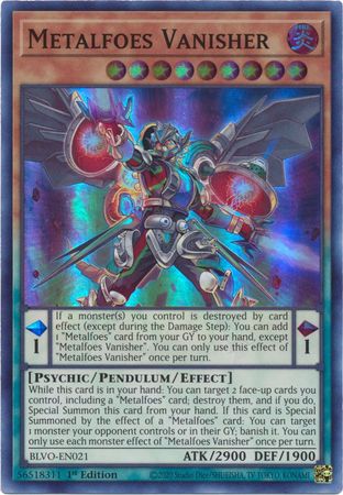 Metalfoes Vanisher BLVO EN021 Super Rare 1st Edition Metalfoes Vanisher BLVO EN021 Super Rare 1st Edition