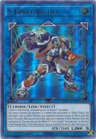 S-Force Justify BLVO-EN048 Ultra Rare 1st NM Yugioh