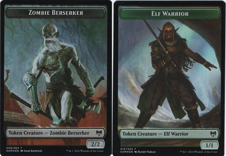 Zombie Berserker 009 Elf Warrior 015 KHM Foil Token Zombie Berserker 009 Elf Warrior 015 KHM Foil Token