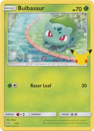Details about   2021 Pokemon 25th McDonald's Happy Meal Bulbasaur Holo Card 1/25 
