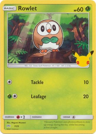 Rowlet 7 25 25th Anniversary Non Holo Promo McDonalds 25th Anniversary Promo Singles Rowlet 7 25 25th Anniversary Non Holo Promo McDonalds 25th Anniversary Promo Singles