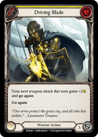 Driving Blade Yellow WTR145 Common Rainbow Foil 1st Edition Welcome To Rathe 1st Edition Foil Singles Driving Blade Yellow WTR145 Common Rainbow Foil 1st Edition Welcome To Rathe 1st Edition Foil Singles