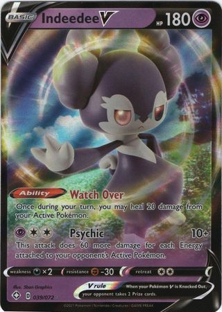 Details about   POKEMON SHINING FATES INDEEDEE V ULTRA RARE 039/072 NM 