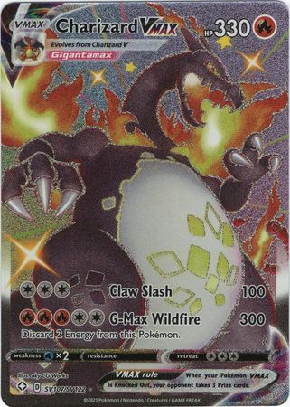 Shiny Charizard Vmax Pokemon Card GOLD METAL Shining Fates SV107/SV122