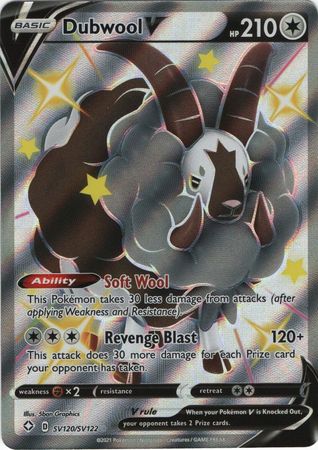 Pokemon Shining Fates MINT Details about   Dubwool V SV120/SV122 Shiny Full Art Rare Card 