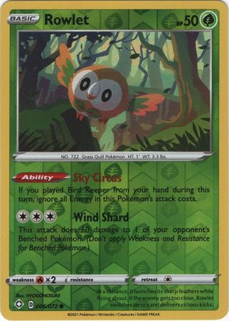 Rowlet 006 072 Common Reverse Holo Rowlet 006 072 Common Reverse Holo