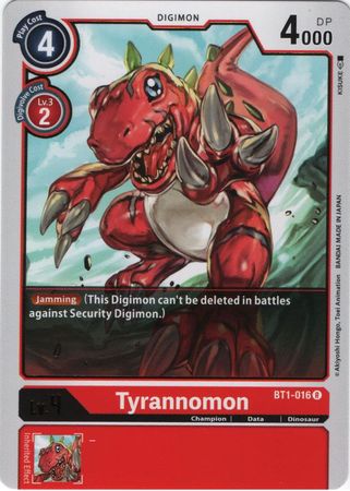Tyrannomon BT1 016 R Rare Tyrannomon BT1 016 R Rare