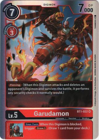Garudamon BT1 022 SR Super Rare Garudamon BT1 022 SR Super Rare