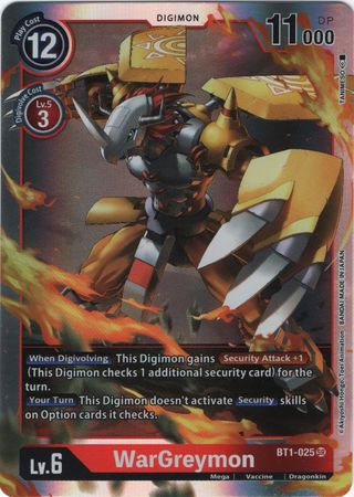 WarGreymon BT1 025 SR Super Rare WarGreymon BT1 025 SR Super Rare