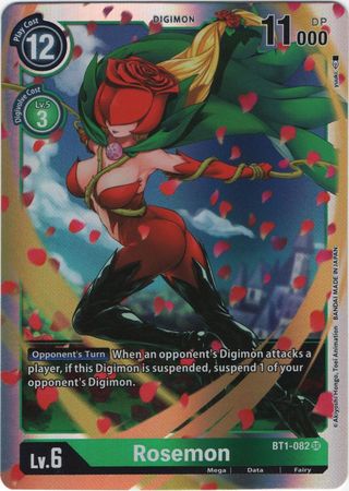 Rosemon BT1-082 SR Super Rare Digimon TCG NEAR MINT 