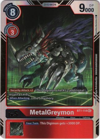 ENGLISH BT1-114 Alternate Art Secret Rare SEC Digimon TCG MetalGreymon