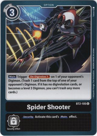 Spider Shooter BT2 105 U Uncommon All Digimon Singles Spider Shooter BT2 105 U Uncommon All Digimon Singles