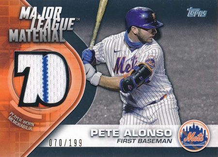 Pete Alonso 2021 Topps Series 1 MLM PA Major League Materials 070 199 Black 21379 2021 Topps Series 1 License Plates Pete Alonso 2021 Topps Series 1 MLM PA Major League Materials 070 199 Black 21379 2021 Topps Series 1 License Plates