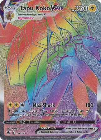 Tapu Koko VMAX Rainbow Shiny Holographic UV Printed Plastic Card