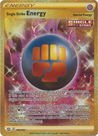 Single Strike Energy 183/163 Gold Secret Rare Card Pokemon Battle Styles MINT