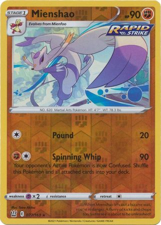 Mienshao 077 163 Rare Reverse Holo Sword Shield Battle Styles Reverse Holo Singles Mienshao 077 163 Rare Reverse Holo Sword Shield Battle Styles Reverse Holo Singles