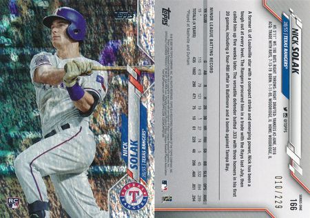 Nick Solak 2020 Topps Series 1 166 Rookie 010 299 Foilboard 21390 2020 Topps Series 1 Nick Solak 2020 Topps Series 1 166 Rookie 010 299 Foilboard 21390 2020 Topps Series 1