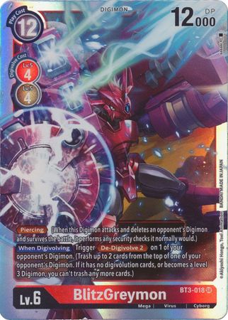 BlitzGreymon BT3 018 SR Super Rare BlitzGreymon BT3 018 SR Super Rare