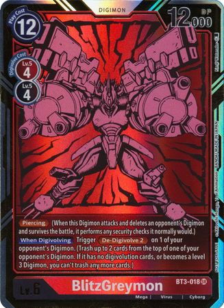 Bandai Digimon Card Japanese BT3-018 BlitzGreymon SR Parallel