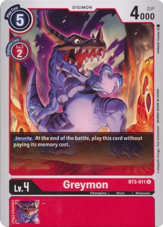 Greymon BT3 011 U Uncommon Special Booster Ver 1 0 Ver 1 5 BT03 Singles Greymon BT3 011 U Uncommon Special Booster Ver 1 0 Ver 1 5 BT03 Singles