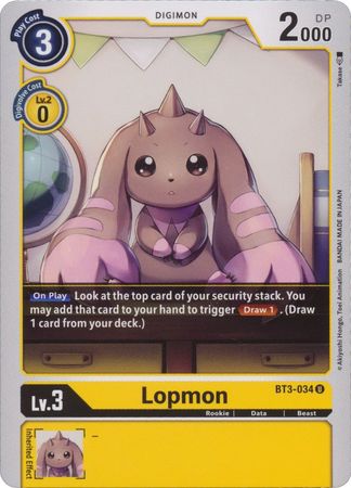 Lopmon BT3 034 U Uncommon All Digimon Singles Lopmon BT3 034 U Uncommon All Digimon Singles